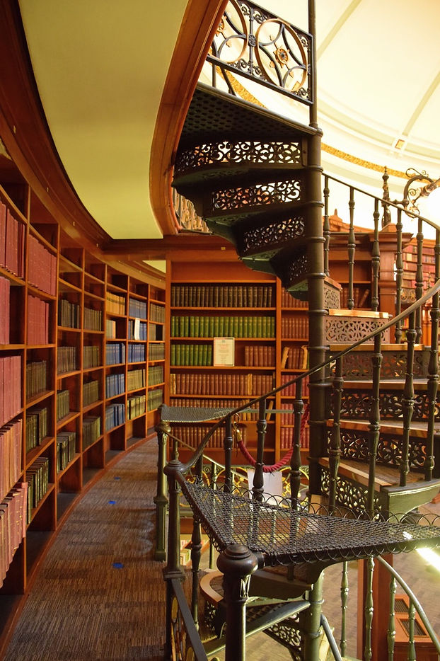 Library with spiral staircase